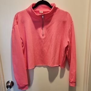Pink Neon Quarter-Zip Women's Top